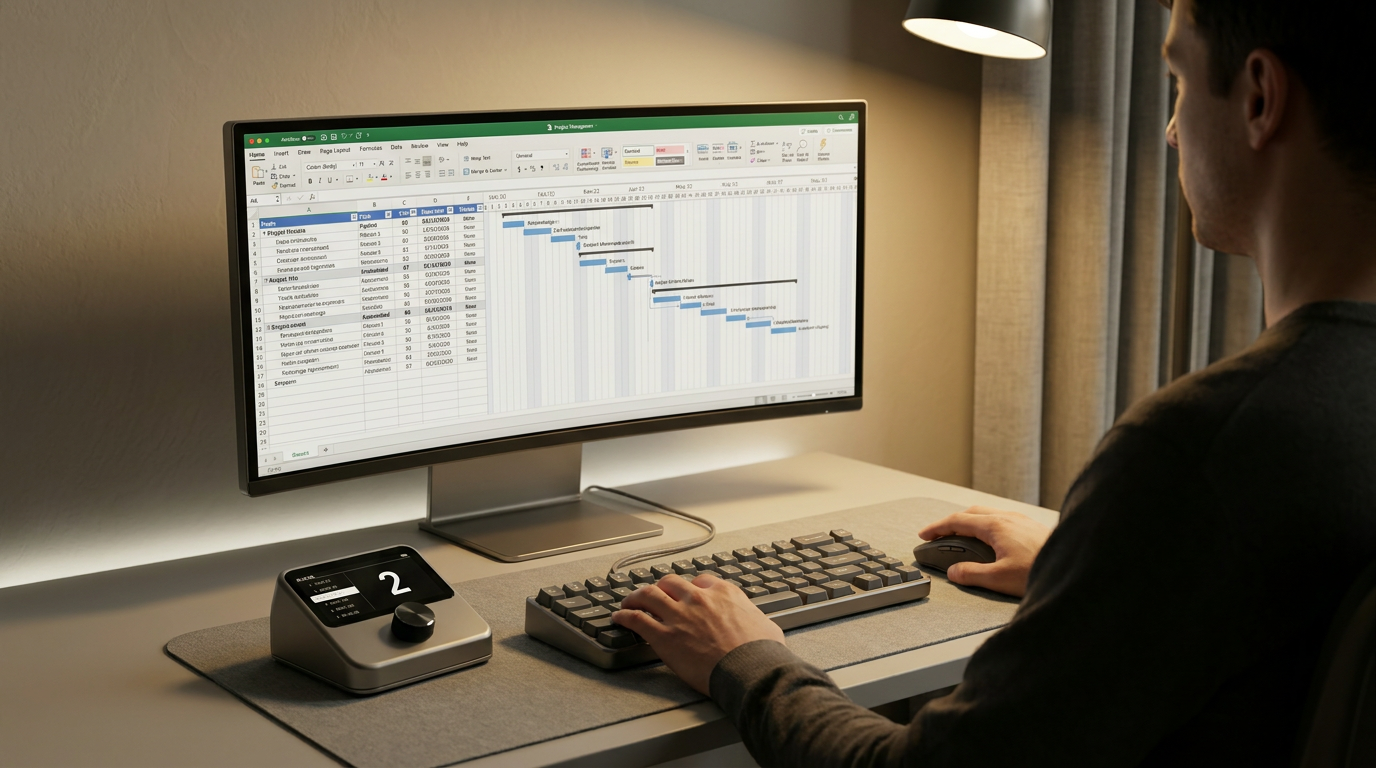 Context Switcher on a desk next to a keyboard